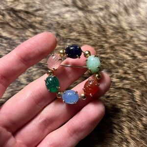 Vintage glass Egyptian Revival round glass scarab brooch